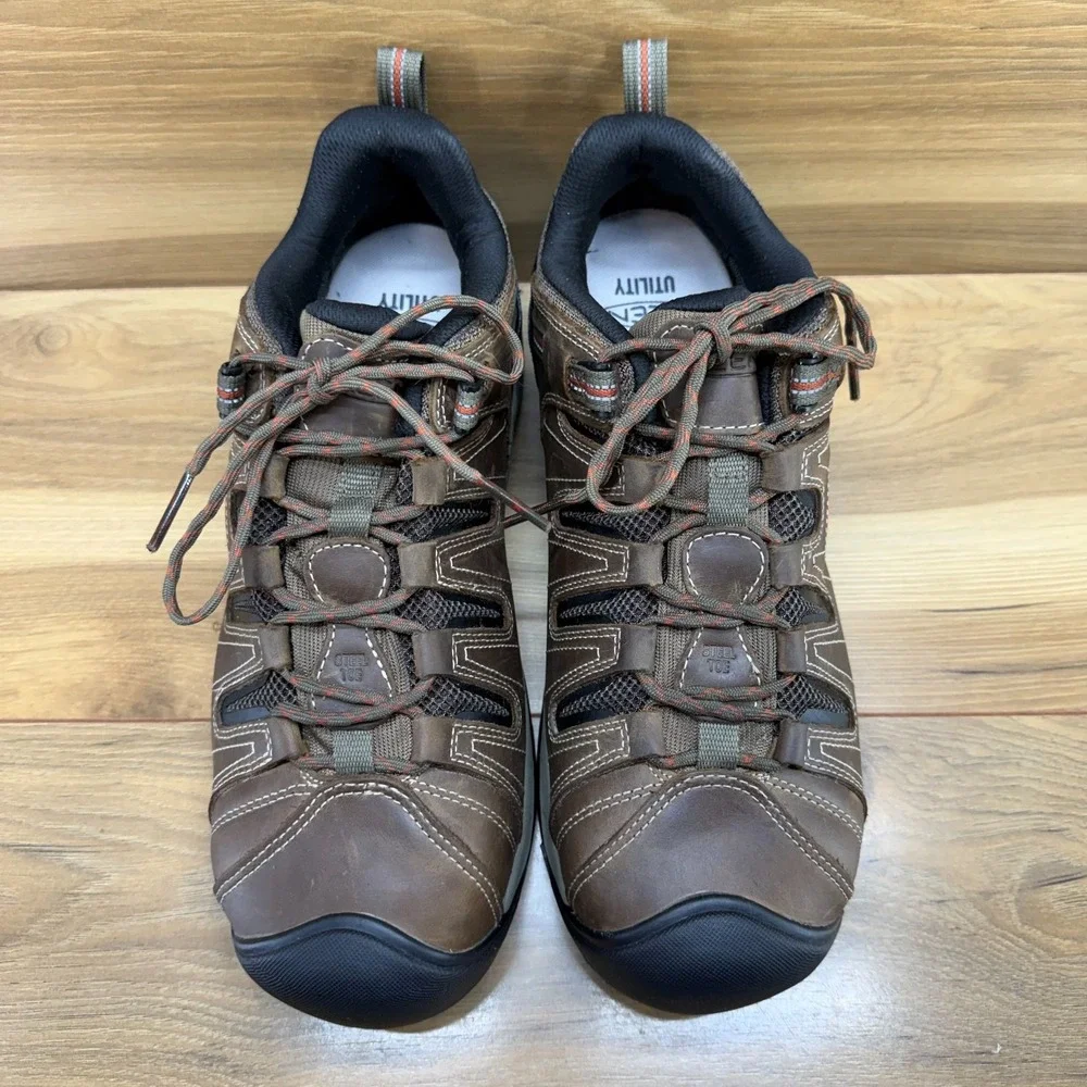 Keen Utility Flint Steel Toe Mens Work Shoes 11 D Brown Leather Oil Slip Resist